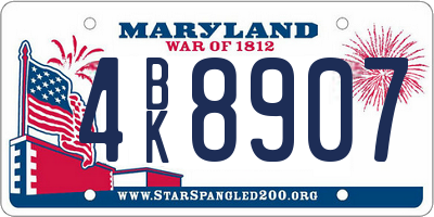 MD license plate 4BK8907
