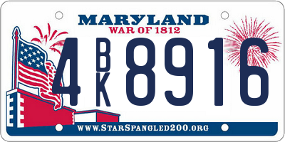 MD license plate 4BK8916