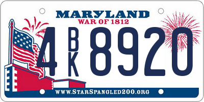 MD license plate 4BK8920