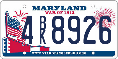 MD license plate 4BK8926