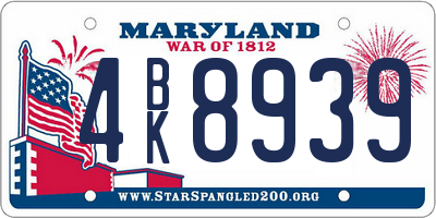 MD license plate 4BK8939