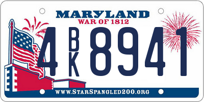 MD license plate 4BK8941
