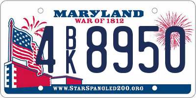 MD license plate 4BK8950