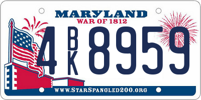 MD license plate 4BK8959