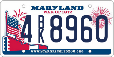 MD license plate 4BK8960