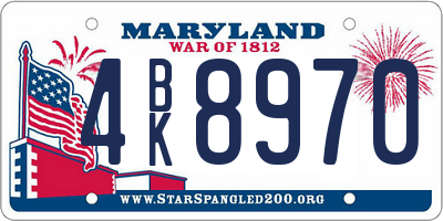 MD license plate 4BK8970