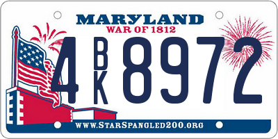 MD license plate 4BK8972