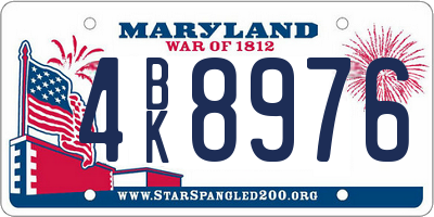 MD license plate 4BK8976