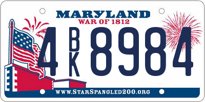 MD license plate 4BK8984
