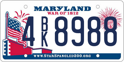 MD license plate 4BK8988