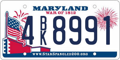 MD license plate 4BK8991