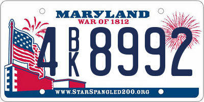 MD license plate 4BK8992