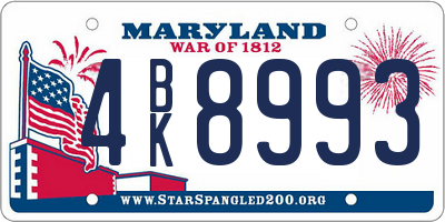 MD license plate 4BK8993