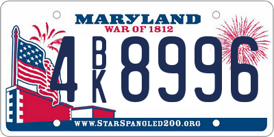 MD license plate 4BK8996