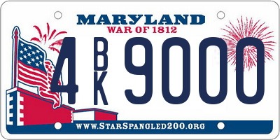 MD license plate 4BK9000