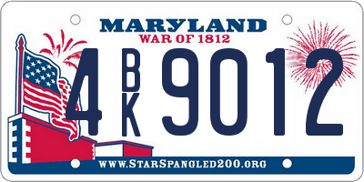 MD license plate 4BK9012
