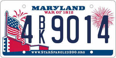 MD license plate 4BK9014