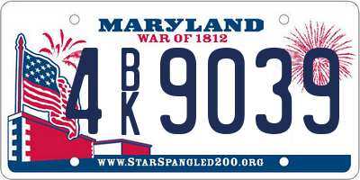 MD license plate 4BK9039