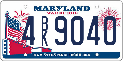 MD license plate 4BK9040