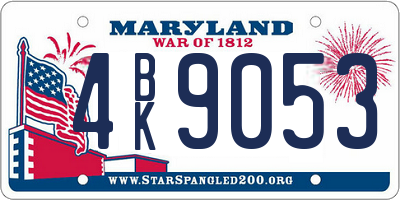 MD license plate 4BK9053