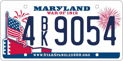 MD license plate 4BK9054