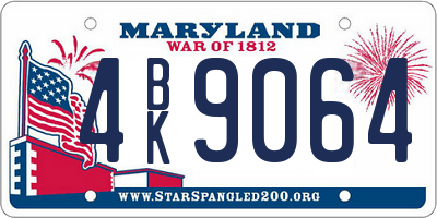 MD license plate 4BK9064