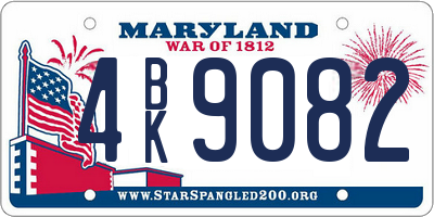 MD license plate 4BK9082