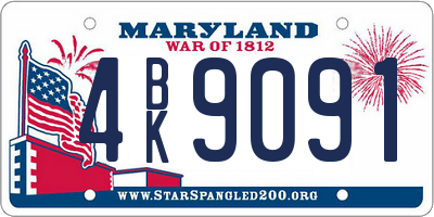 MD license plate 4BK9091