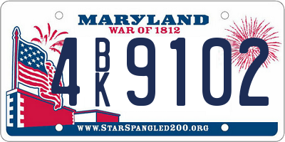 MD license plate 4BK9102