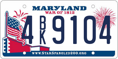 MD license plate 4BK9104