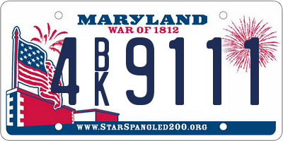 MD license plate 4BK9111