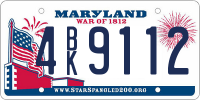 MD license plate 4BK9112