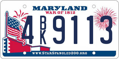 MD license plate 4BK9113