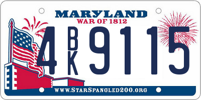 MD license plate 4BK9115