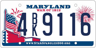 MD license plate 4BK9116