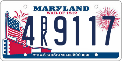 MD license plate 4BK9117