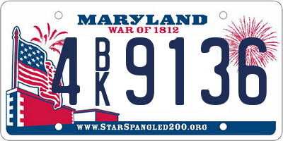 MD license plate 4BK9136