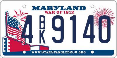 MD license plate 4BK9140