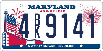 MD license plate 4BK9141