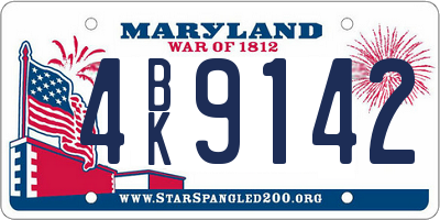 MD license plate 4BK9142