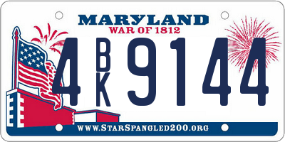 MD license plate 4BK9144