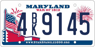 MD license plate 4BK9145