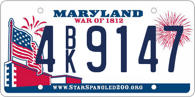 MD license plate 4BK9147