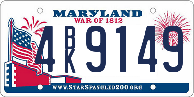 MD license plate 4BK9149