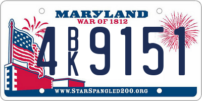 MD license plate 4BK9151