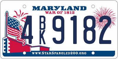 MD license plate 4BK9182
