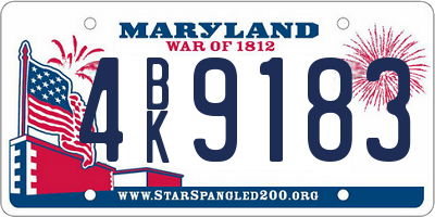 MD license plate 4BK9183