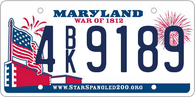 MD license plate 4BK9189