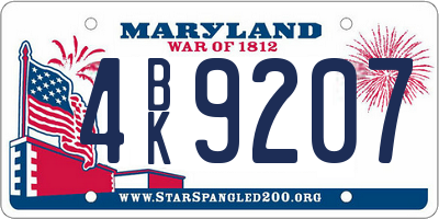 MD license plate 4BK9207