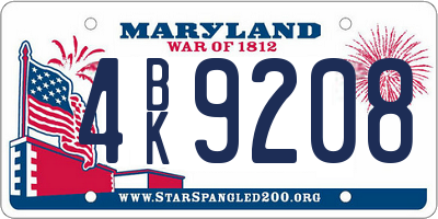 MD license plate 4BK9208